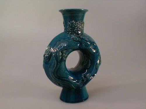 A Chinese pottery turquoise ground vase