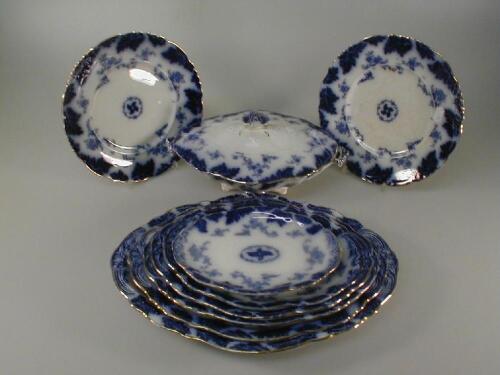 A late 19thC Staffordshire pottery dinner service