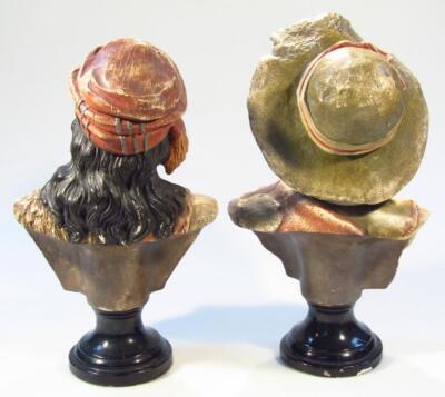 A pair of 19thC Continental Blackamoor earthenware busts of a lady and gentleman - 2