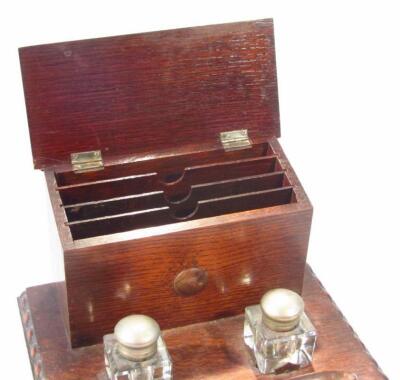 A 1930's oak desk tidy - 2