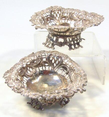 A pair of Victorian silver bon bon baskets