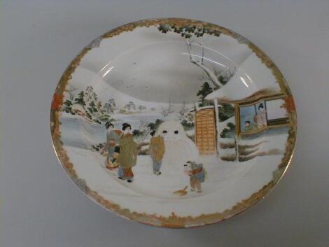 A 19thC Japanese porcelain shallow dish