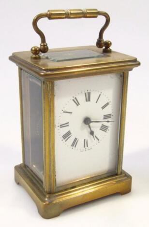 A 19thC French brass carriage clock