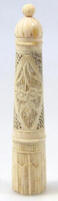 A late 19thC ivory needle case