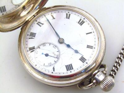 A George VI silver half hunter pocket watch - 2