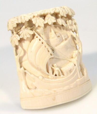 A Chinese Qing period carved ivory panel