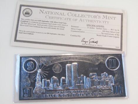 A commemorative twenty dollar silver leaf certificate