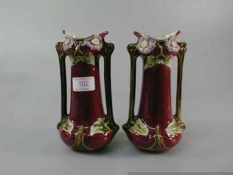 A pair of Art Nouveau pottery vases