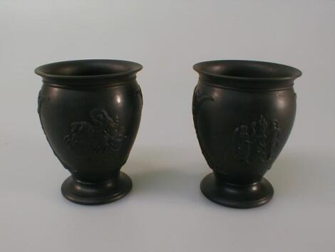 A pair of Wedgwood basalt ovoid vases