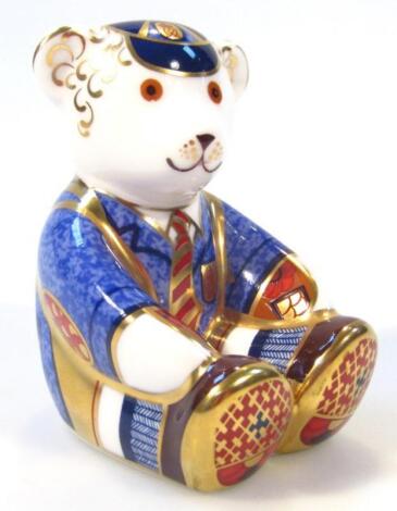 A Royal Crown Derby School Boy Teddy paperweight figure