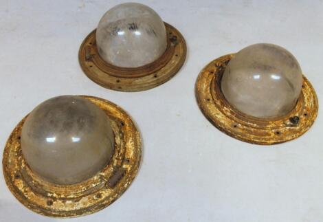 Three various 19thC metal ships port holes