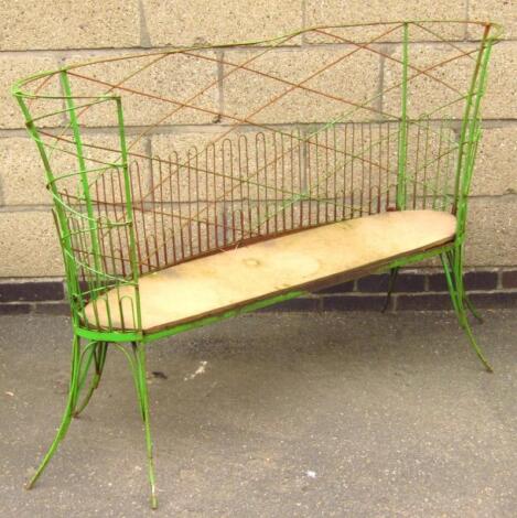 A late 19thC/early 20thC wirework garden seat