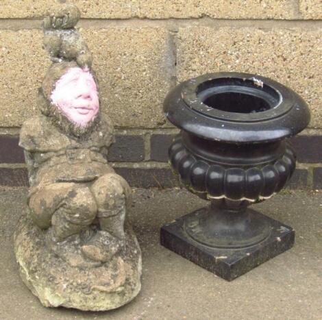 A modern stone garden gnome