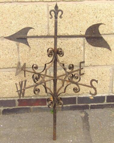 A late 19thC/early 20thC wrought iron weather vein