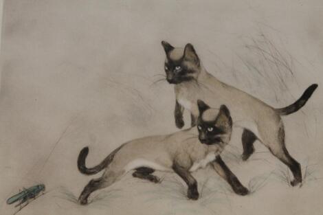 George Vernon Stokes (20thC). Alert cats watching cricket