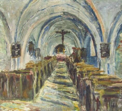 20thC Danish School. Impressionist church interior