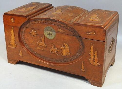An early 20thC oriental design camphor wood chest