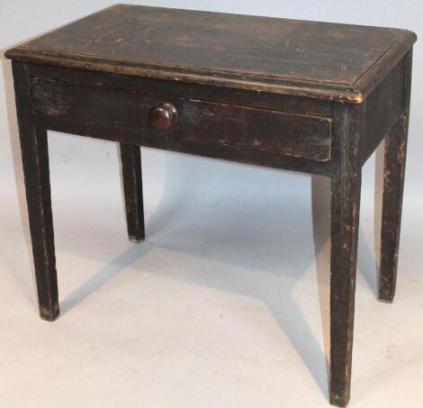 A 19thC rustic oak stained side table