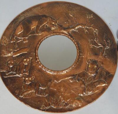 A hammered coppers Arts and Crafts design mirror - 2