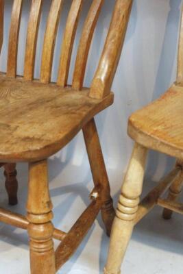 A matched set of four 19thC ash and elm lightwood kitchen chairs - 2