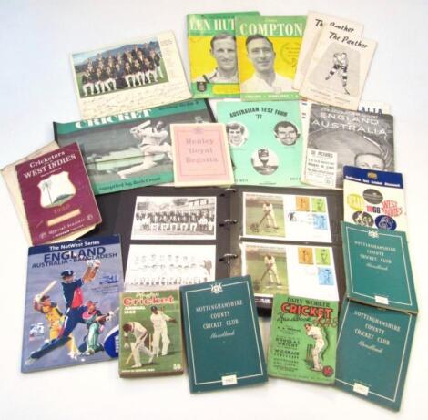 Various sporting ephemera mainly cricket related