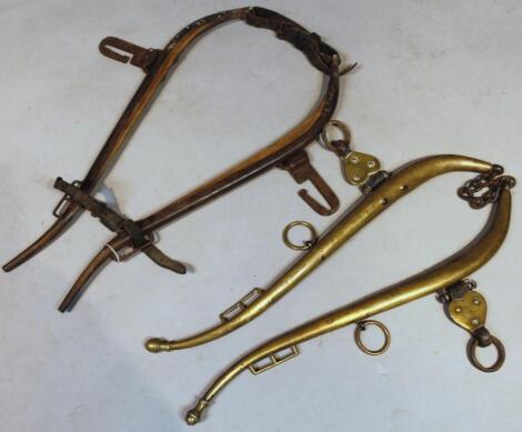 A pair of early 20thC solid brass no 2 horse hames