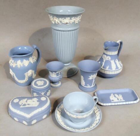 Various 20thC Wedgwood blue Jasperware