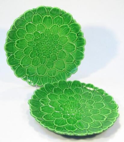 A pair of Italian green glazed dishes