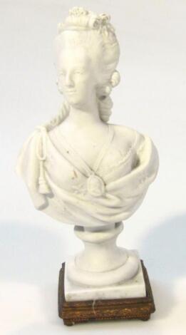 An early 20thC Parian bust of Marie Antoinette