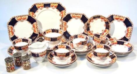 A 19thC Davenport Imari pattern cruet set