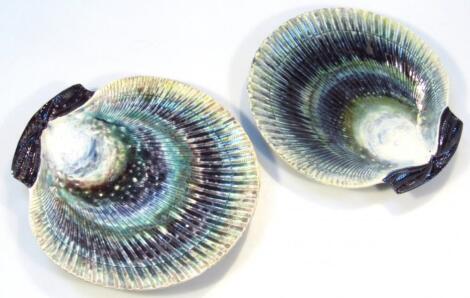 A pair of early 20thC Portuguese shell plates