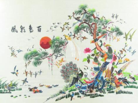 20thC Chinese School. Various birds in trees