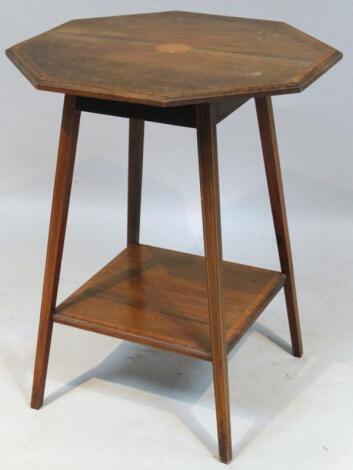 An Edwardian mahogany and boxwood strung occasional table