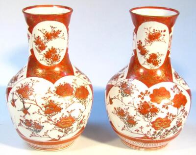 A pair of Japanese Meiji period Kutani pottery vases