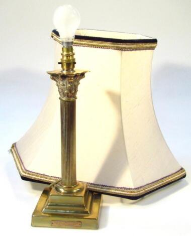 *A 20thC brass table lamp