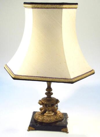 *A 20thC gilt metal table lamp