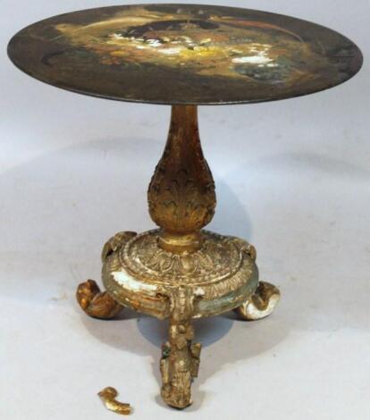 A 19thC French slate and gilt wood occasional table