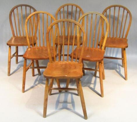 A set of six late 19thC light ash and elm hoop back dining chairs