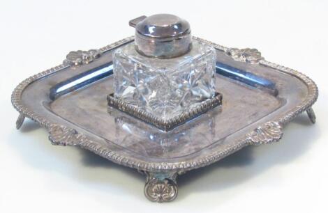 An early 20thC silver plated inkwell