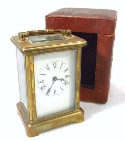 An early 20thC brass cased carriage clock