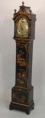 An early 20thC Japanned grandmother clock