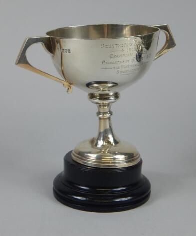 An Edwardian silver two handled trophy cup