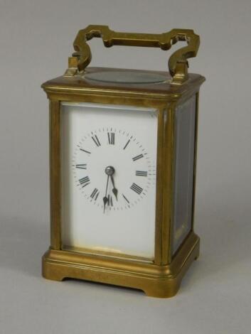 A late 19thC/early 20thC French brass carriage clock