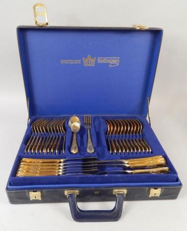 A part canteen of gold plated cutlery