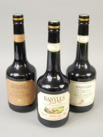 Three bottles of Banyuls dessert wine