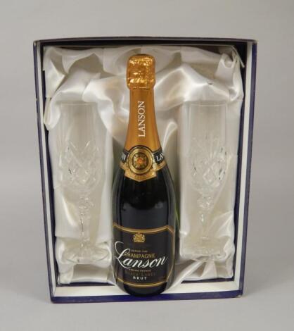 A presentation bottle of Lanson Black Label Brut Champagne