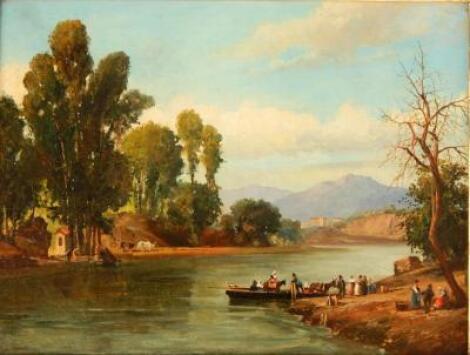 H Carrillo (19thC). Italian river landscape