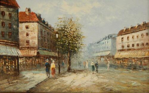 Caroline C Burnett (20thC). Paris street scene