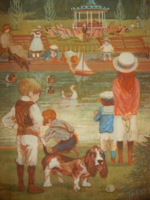 Patricia Terrell (20thC). Children in park