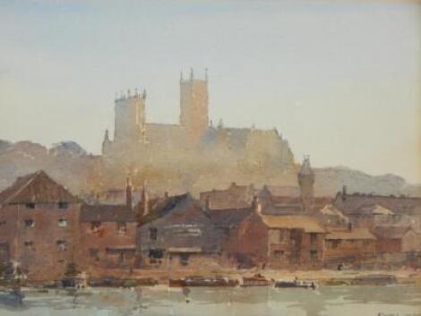 Len Roope (1917-2005). Lincoln from the Brayford